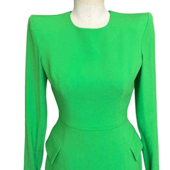 Alex Perry Rian Crepe Long Sleeve Mini Dress in Green US:4 UK:8 - Picture 5 of 13